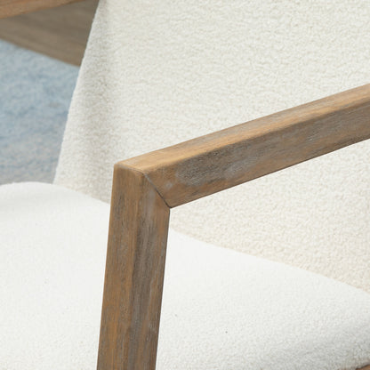 Rocking Chair, Upholstered Sofa Armchair with Cushion and Wood Base for Living Room and Bedroom, Cream White