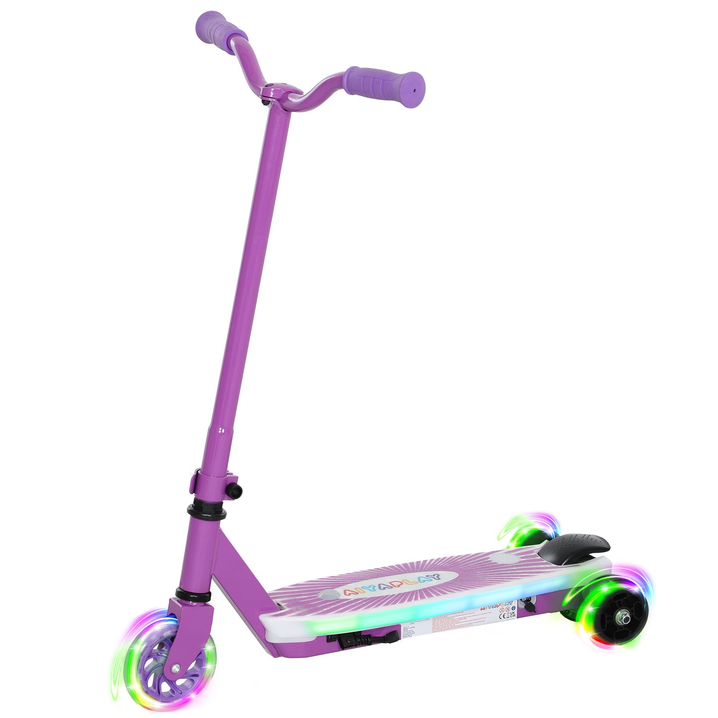 Electric Scooter for Kids 4-7, with Auxiliary Rear Wheels, Purple
