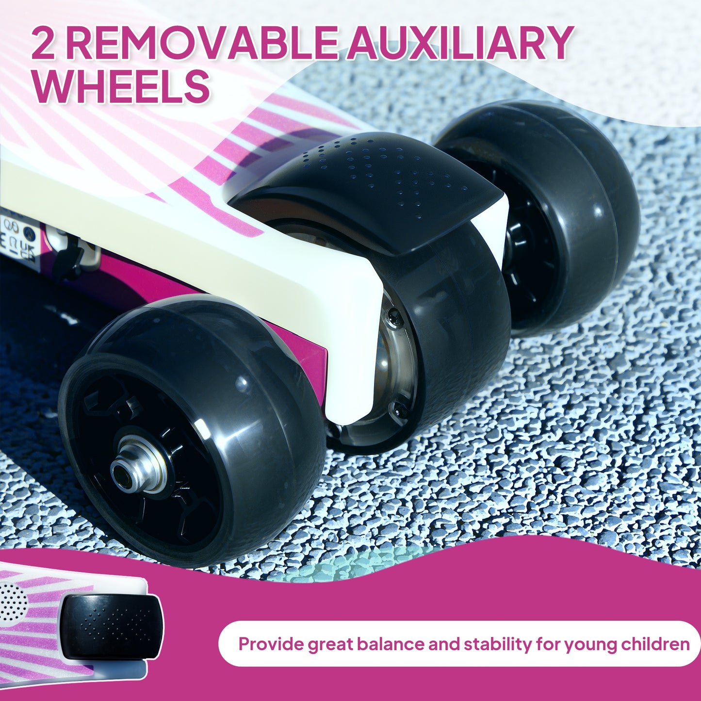 Electric Scooter for Kids 4-7, with Auxiliary Rear Wheels, Purple