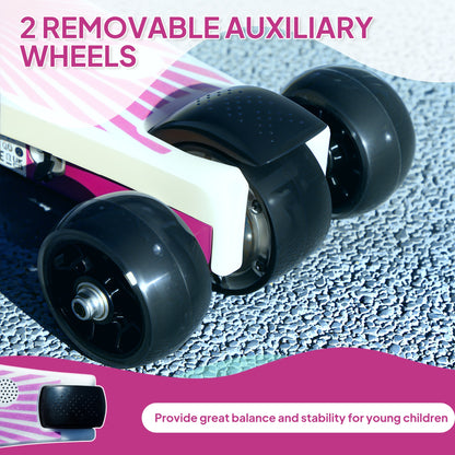 Electric Scooter for Kids 4-7, with Auxiliary Rear Wheels, Purple