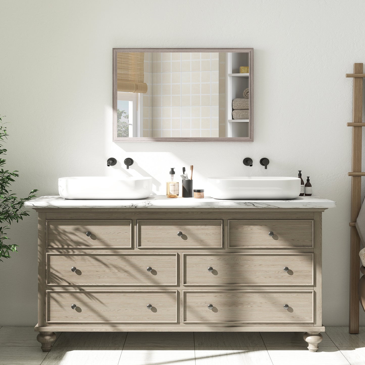40 x 60 cm Wall Bathroom Mirror, Vanity Mirror, Grey