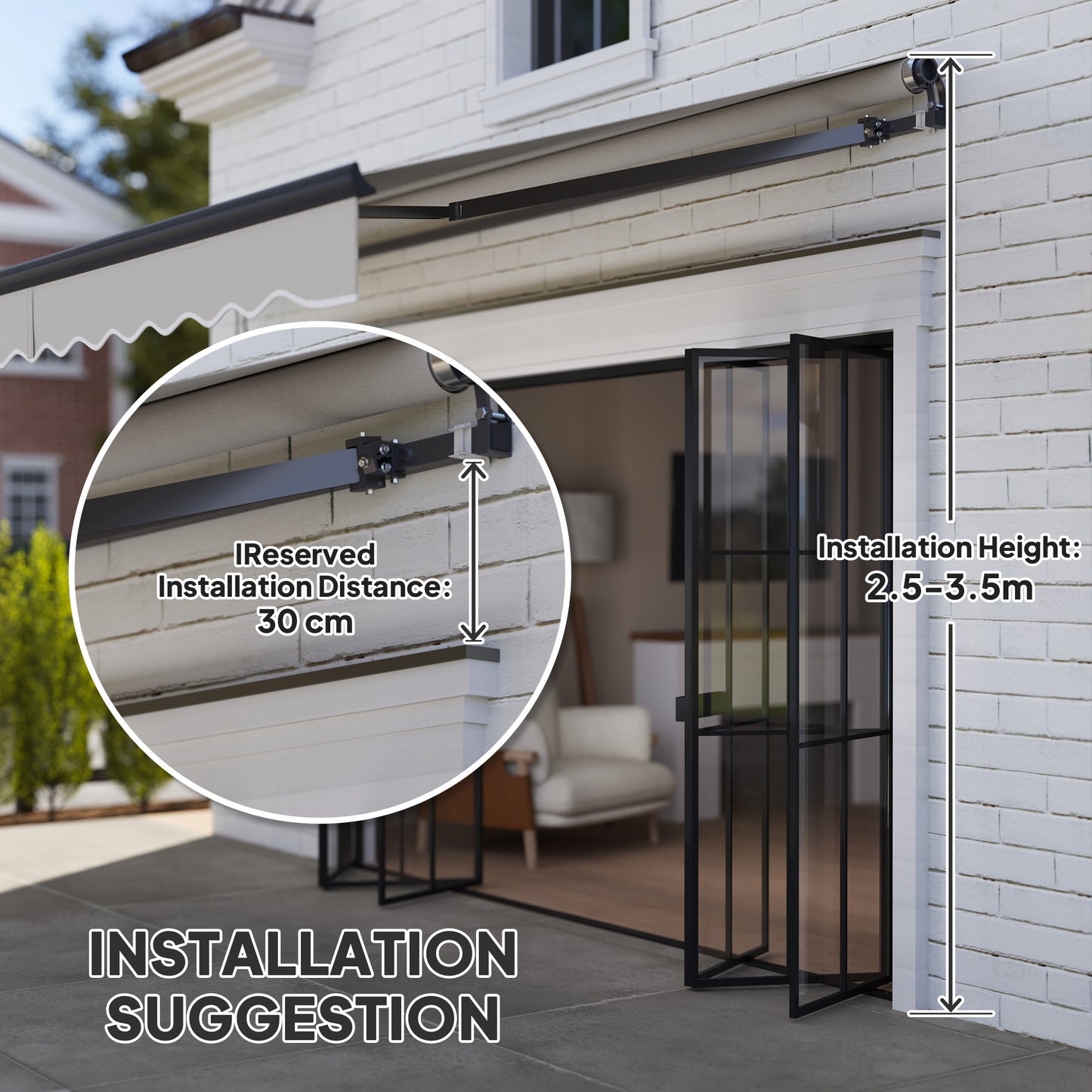 3.5 x 3(m) Electric Retractable Awning Aluminium Frame Light Grey