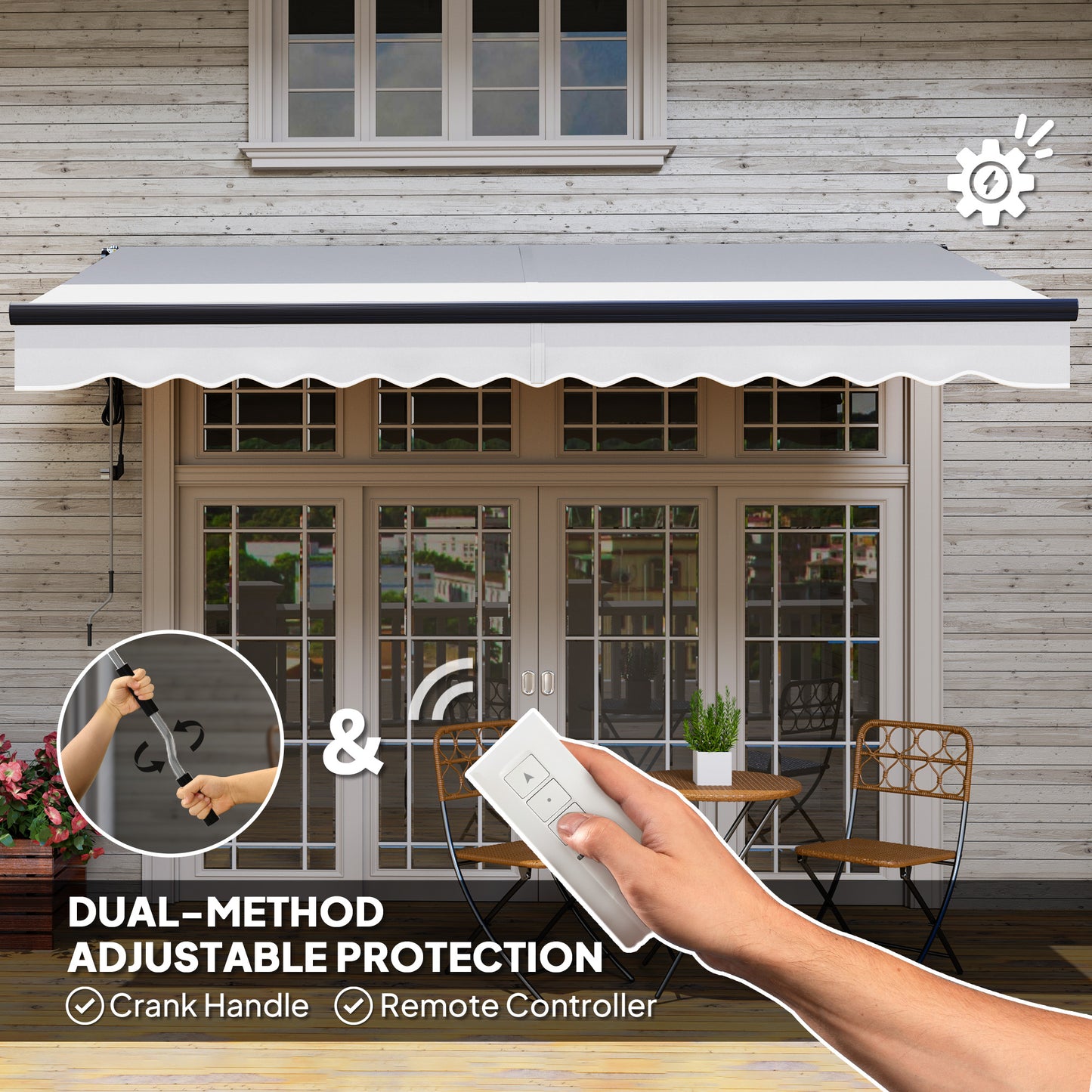 3.5 x 3(m) Electric Retractable Awning Aluminium Frame Light Grey