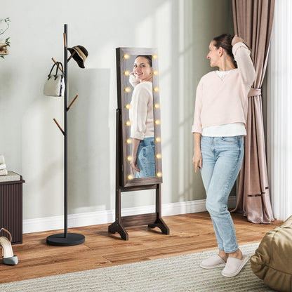 Freestanding LED Mirrored Jewelry Cabinet Dark Brown