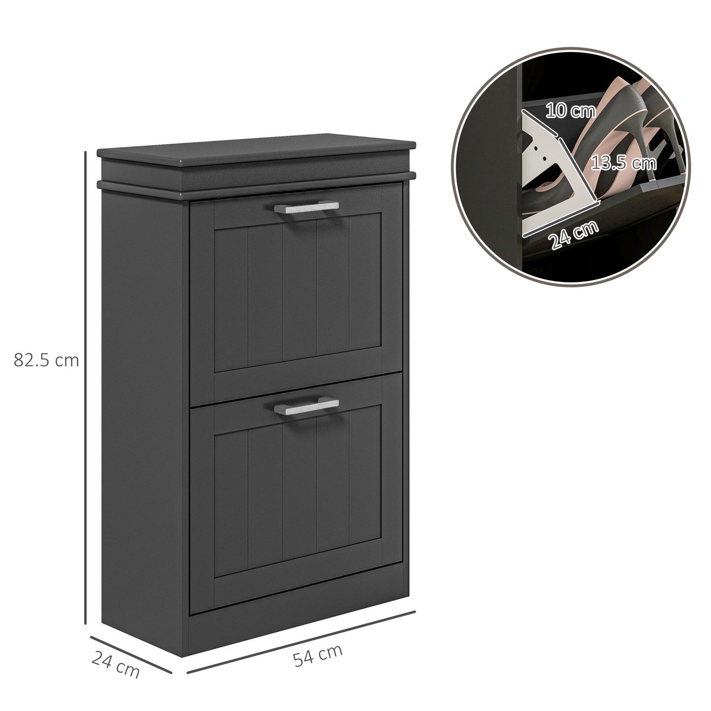 Slim Shoe Storage Cabinet with 2 Flip Drawers for Entryway, Black