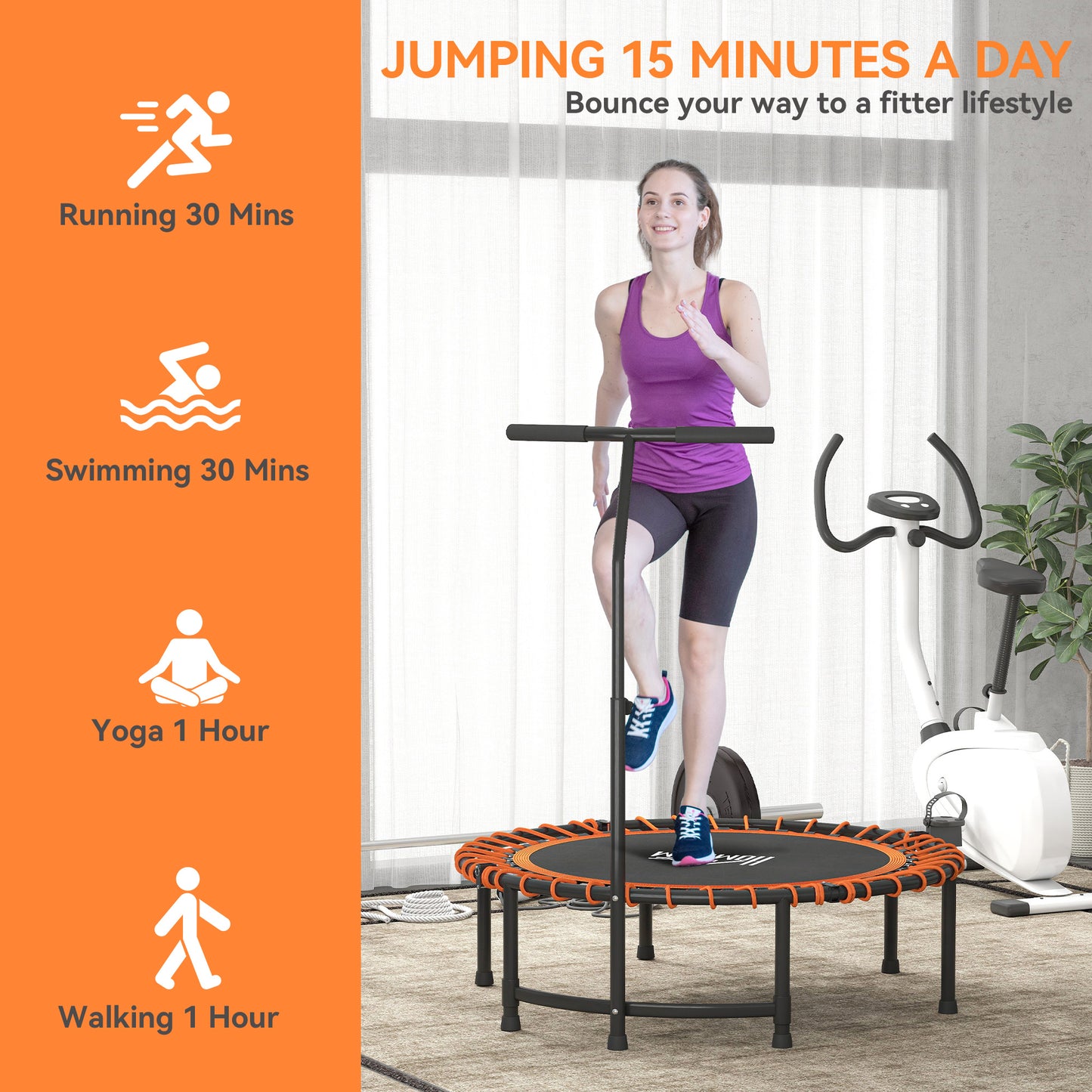 Trampoline Outdoor Bouncer Jumper Adjustable Handle, Orange