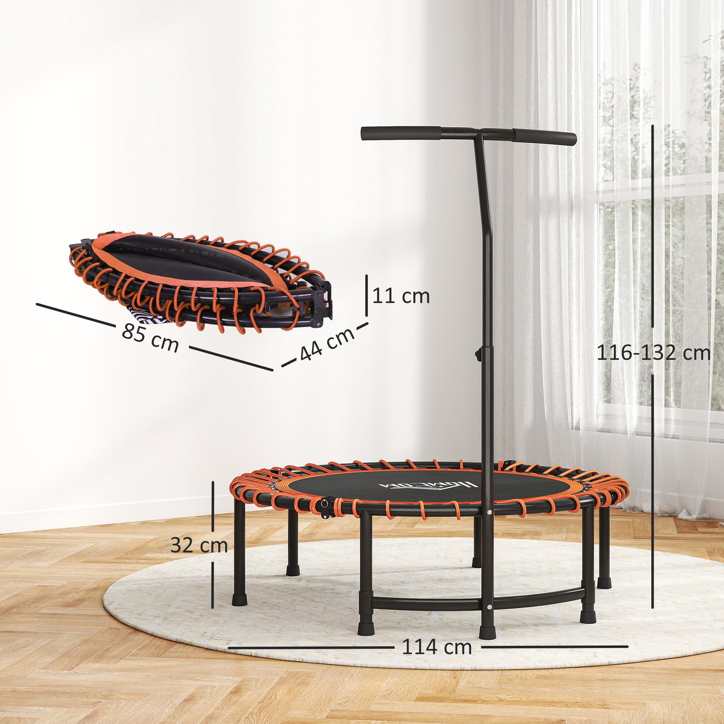 Trampoline Outdoor Bouncer Jumper Adjustable Handle, Orange