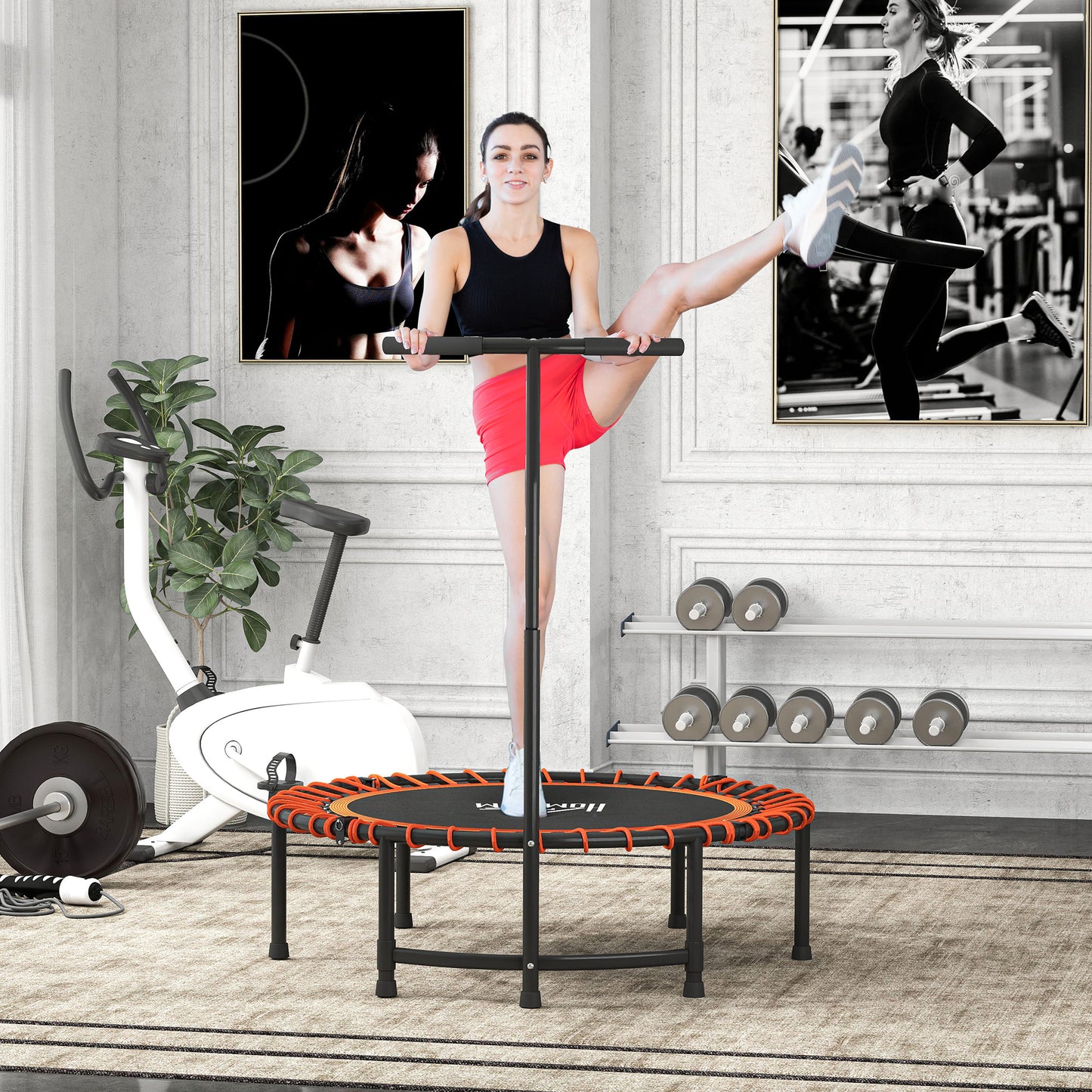 Trampoline Outdoor Bouncer Jumper Adjustable Handle, Orange