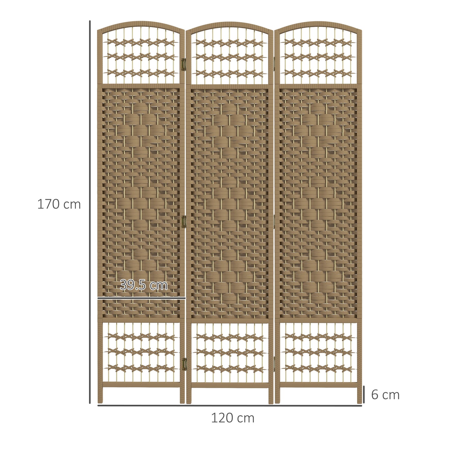 3 Panel Folding Room Divider, Freestanding Privacy Screen, Natural