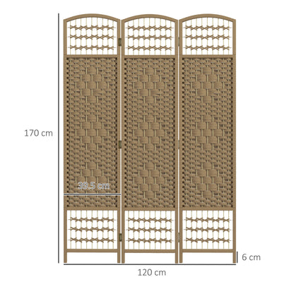 3 Panel Folding Room Divider, Freestanding Privacy Screen, Natural