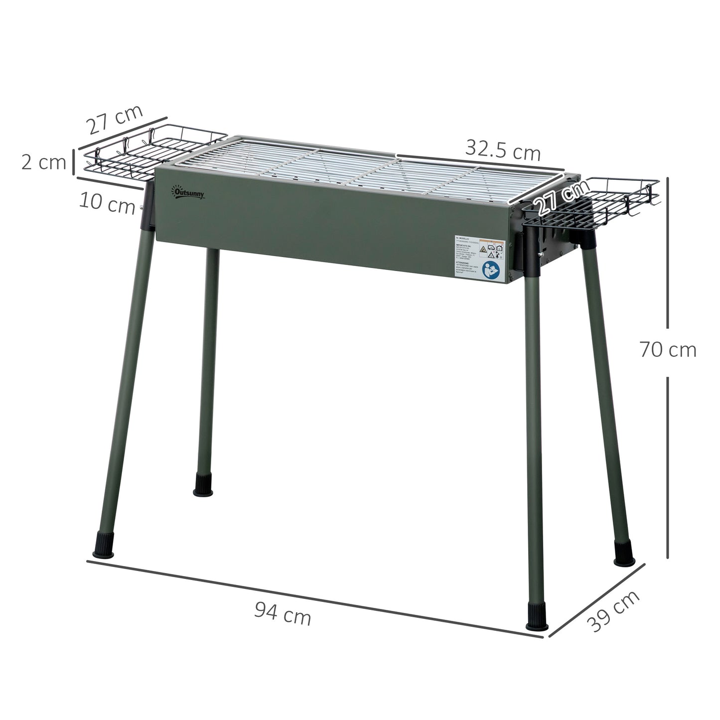 Portable Charcoal Barbecue Grill with Seasoning Baskets and Hooks