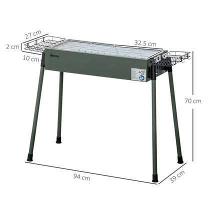Portable Charcoal Barbecue Grill with Seasoning Baskets and Hooks