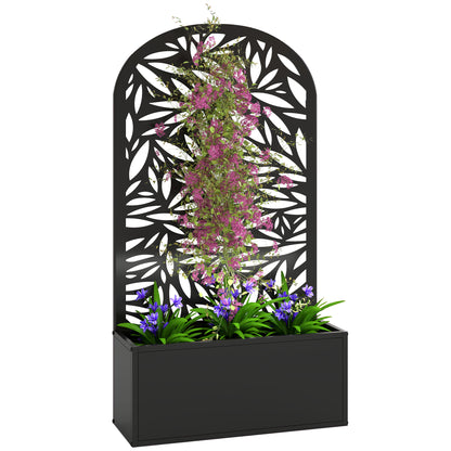 Metal Raised Garden Bed with Trellis, Outdoor Elevated Planter Box