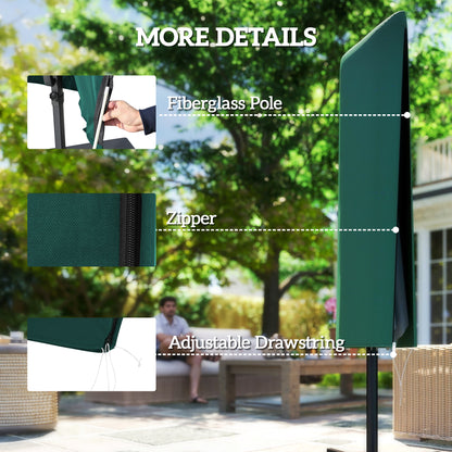 Garden Parasol Cover for 2-4m Umbrella Protector, Dark Green