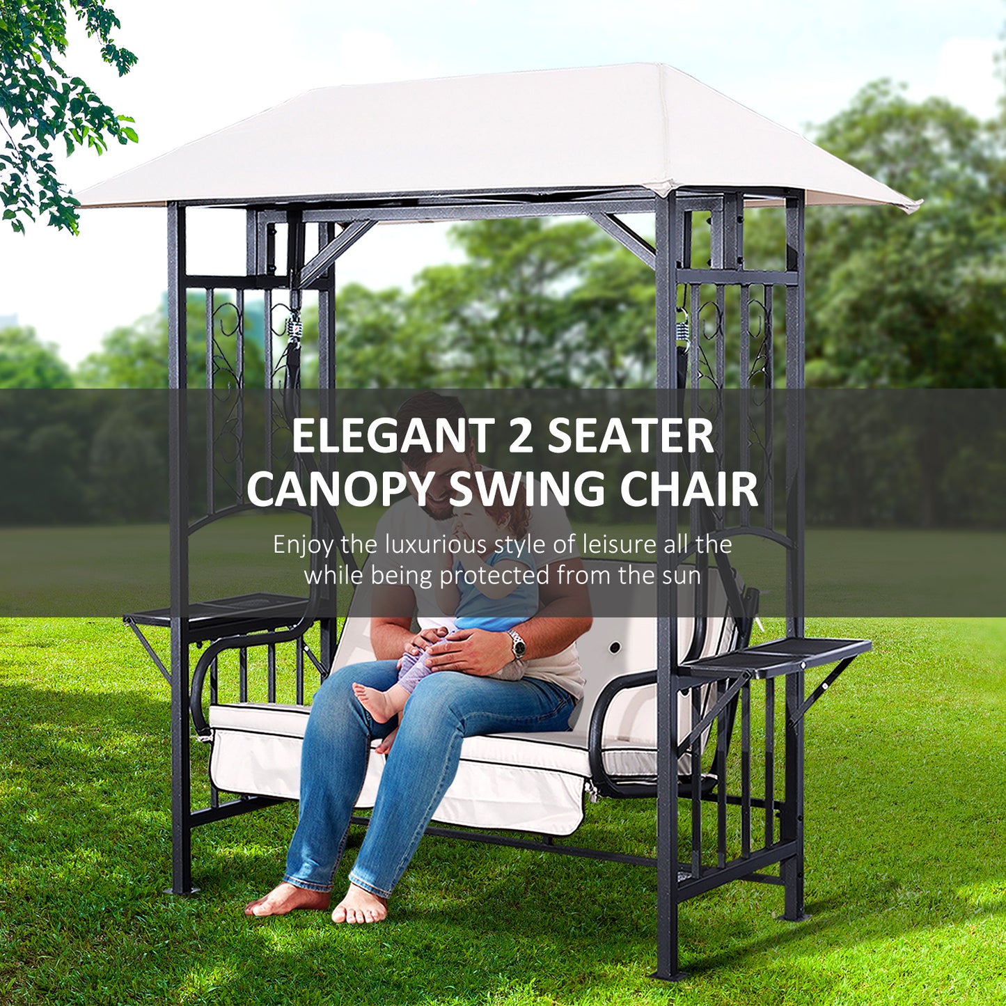 Outdoor Garden 2 Seater Canopy Swing Seat Porch Loveseat Hammock Chair