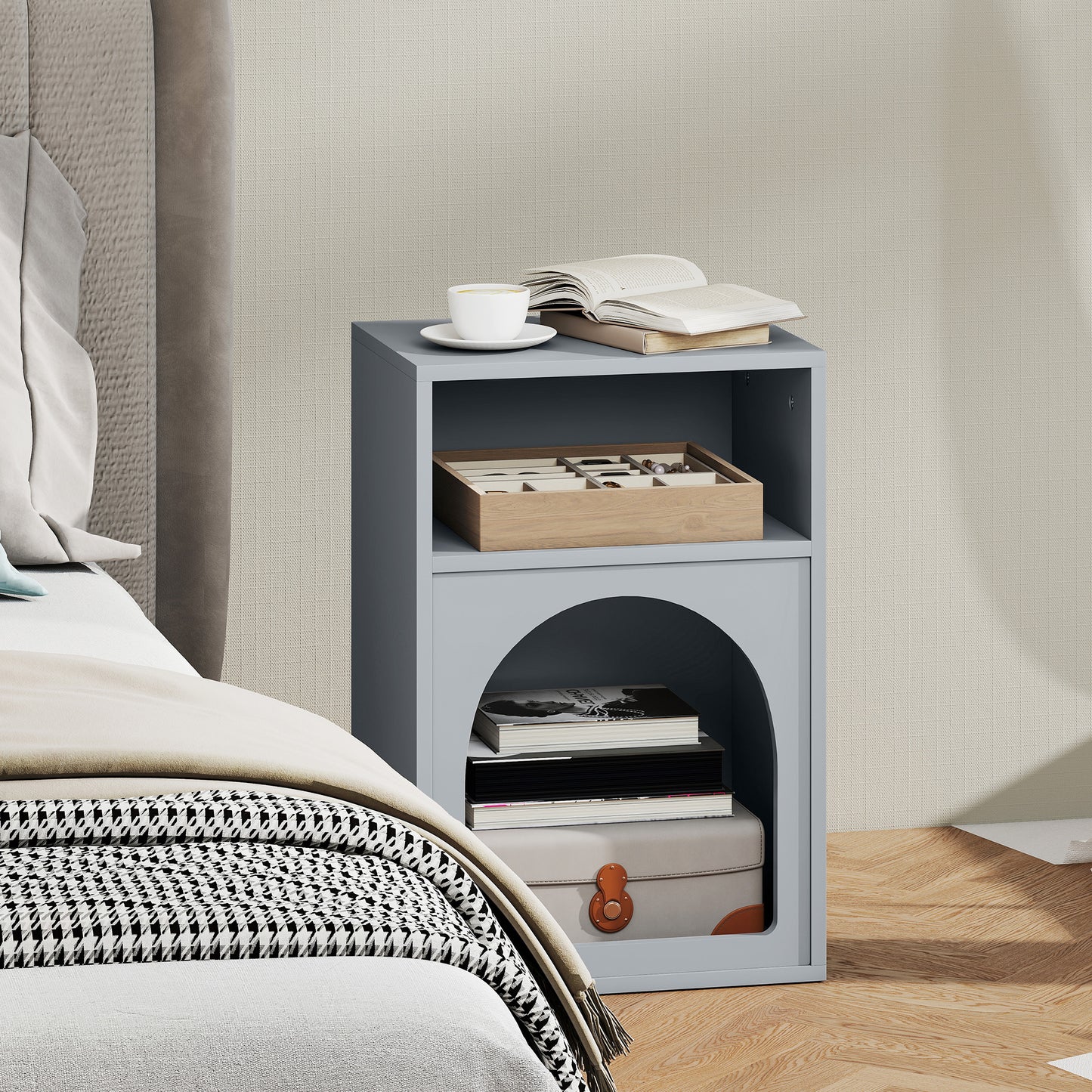 Bedside Table, Modern Bedside Cabinet for Bedroom, Grey
