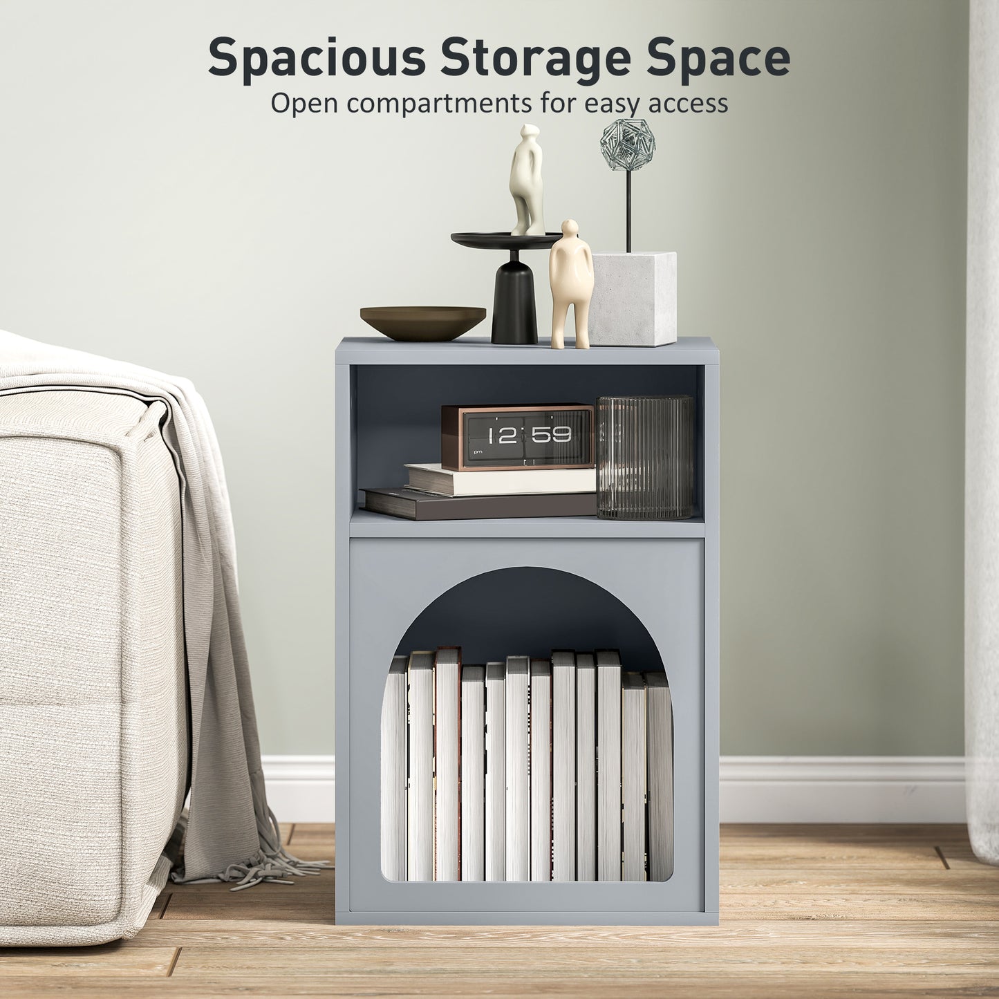 Bedside Table, Modern Bedside Cabinet for Bedroom, Grey