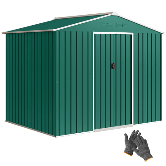 8 x 6ft Garden Storage Shed with Double Door Green