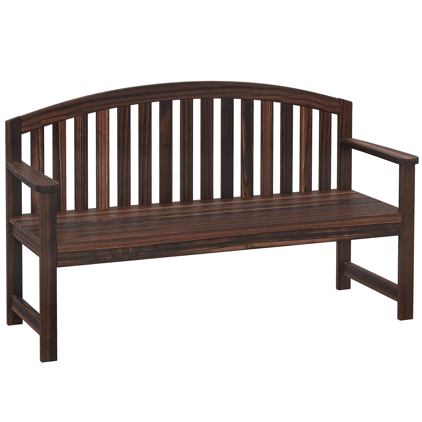 2 Person Garden Bench, Wooden Outdoor Furniture with Armrest