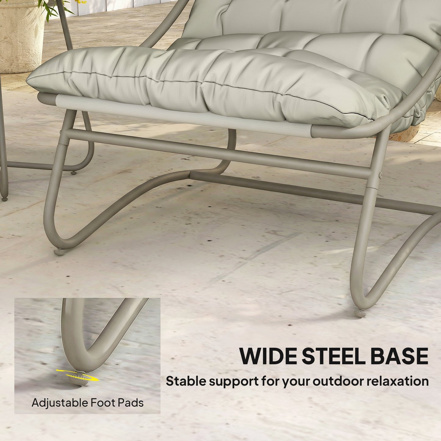 Garden Bistro Set, Bistro Table and Chairs w/ Cushions, Light Grey