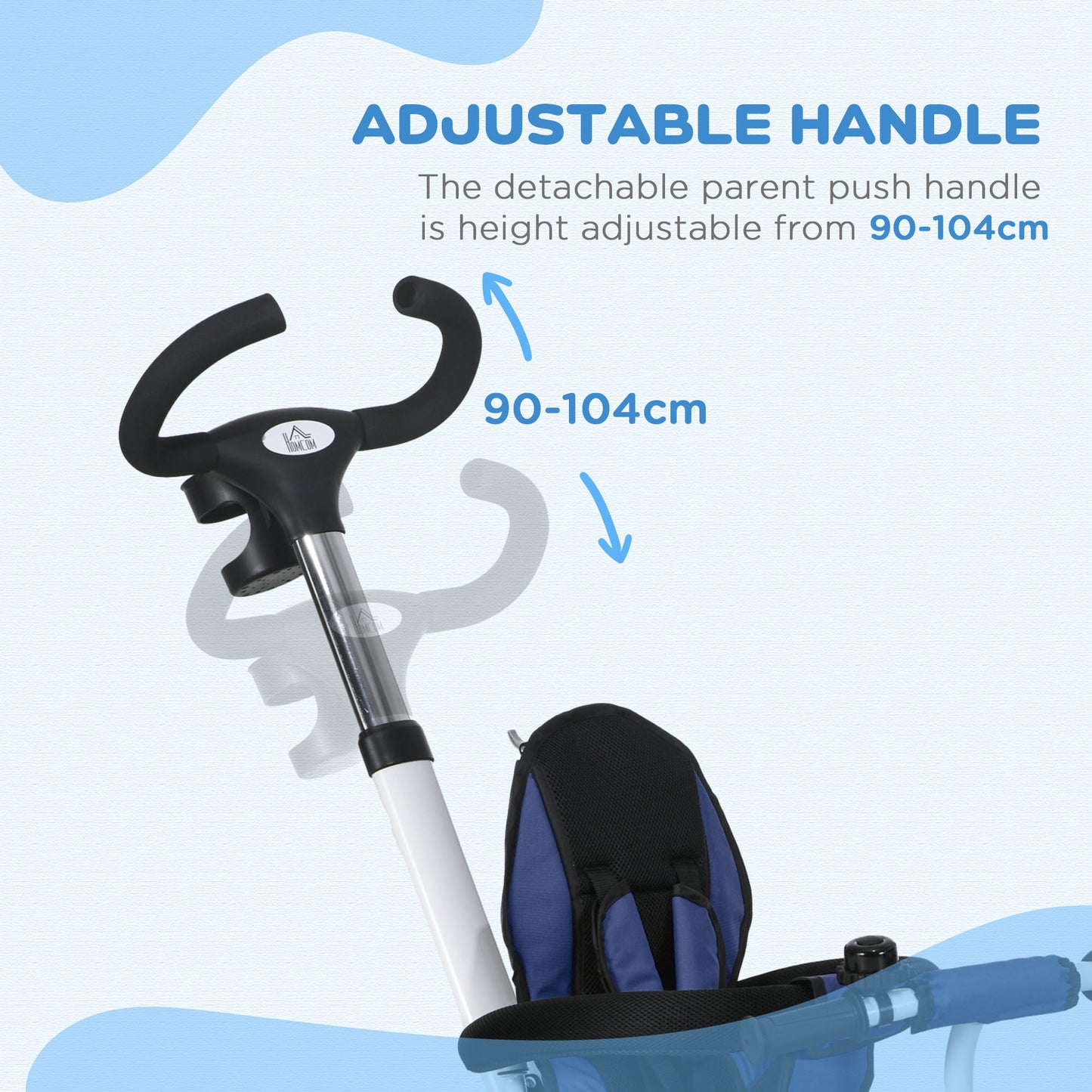 6 in 1 Trike for Toddler 1-5 Years with Parent Handle, Dark Blue