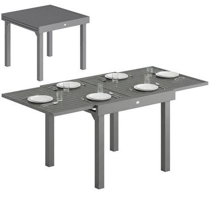 Extending Garden Table for 4-8, Aluminium Outdoor Table, Dark Grey
