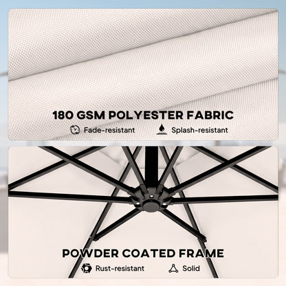 3 m Garden Cantilever Parasol with Cover, Rotation, Cream White