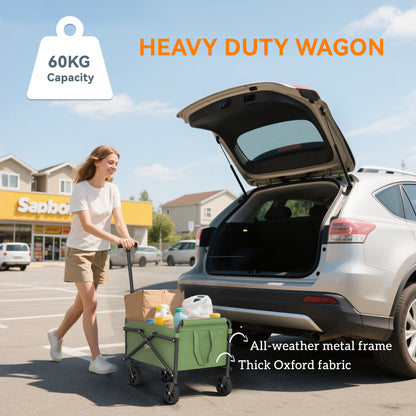41L Festival Trolley, 60kg Heavy Duty Folding Trolley Cart, Green