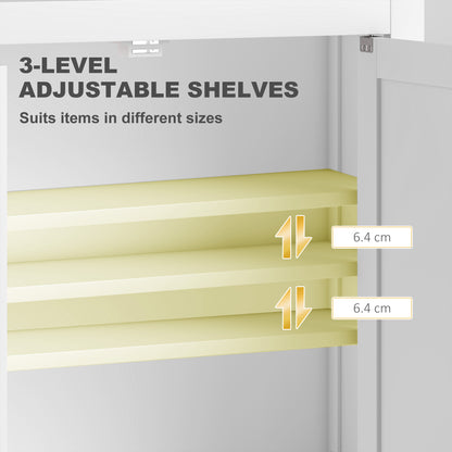 Wall Mounted Storage with Adjustable Shelves, Bathroom Wall Cabinet