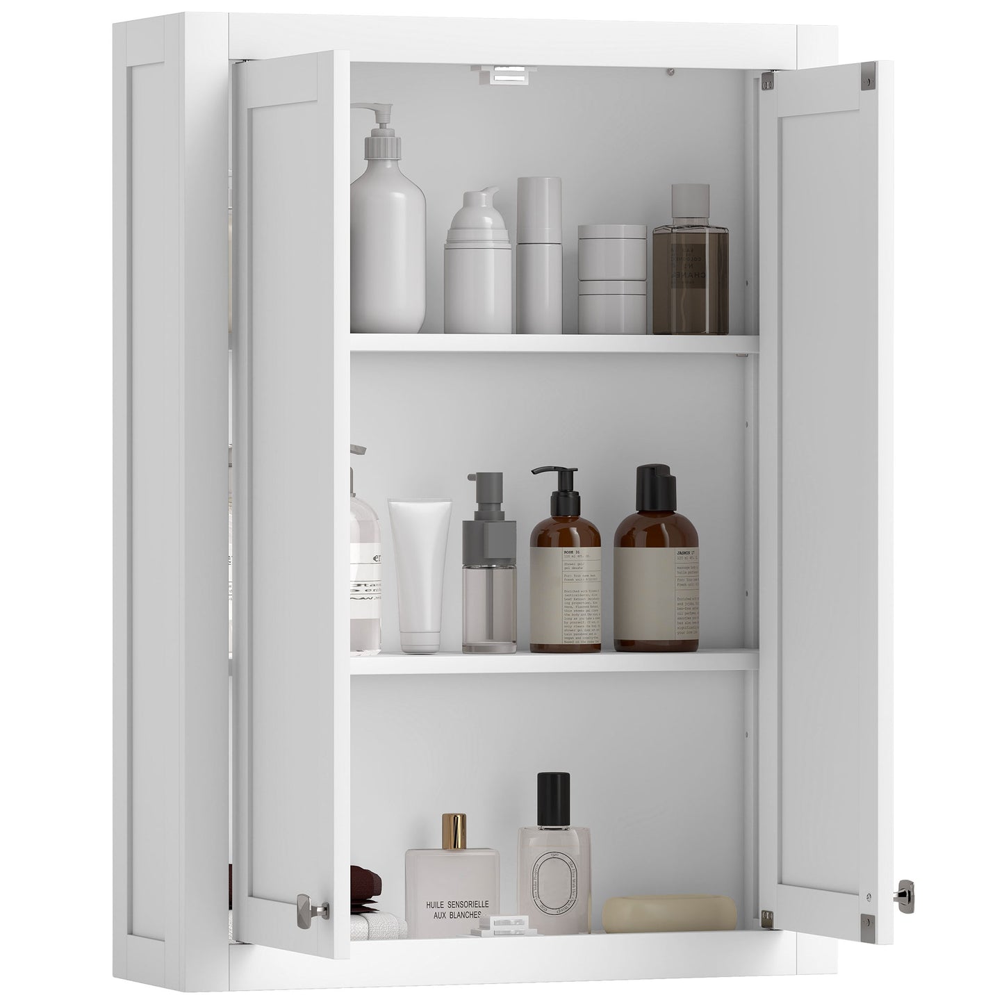 Wall Mounted Storage with Adjustable Shelves, Bathroom Wall Cabinet