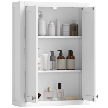 Wall Mounted Storage with Adjustable Shelves, Bathroom Wall Cabinet