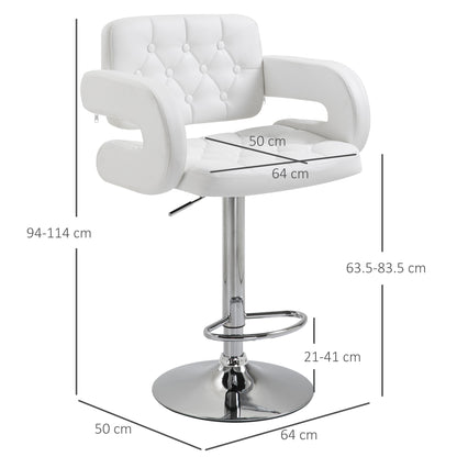 PU Leather Upholstered Swivel Bar Stool, Height Adjustable Barstool with Back, Armrest, Footrest for Kitchen
