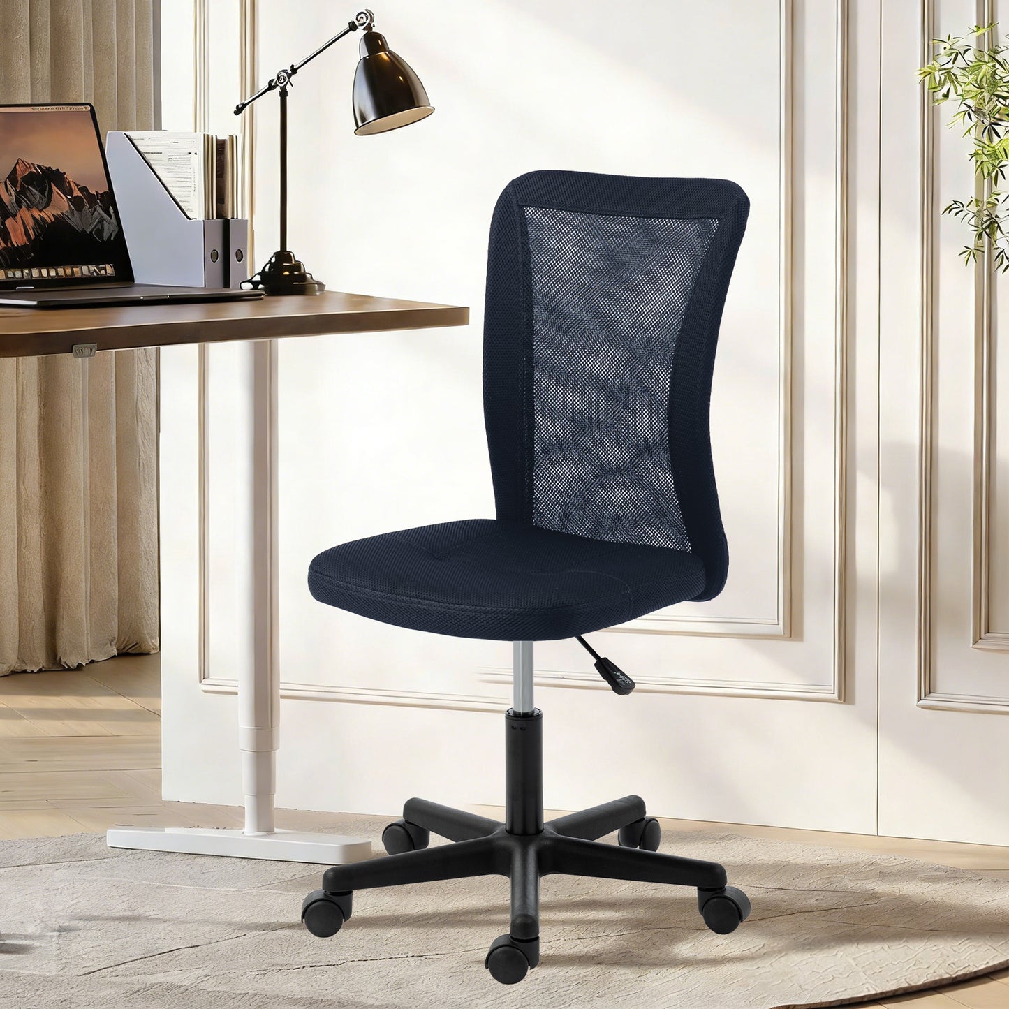 Vinsetto Armless Office Chair, Swivel Desk Chair w/ Adjustable Height