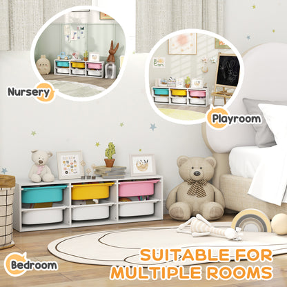 2 Tiers Toy Storage Organiser with 6 Plastic Bins, Low Height