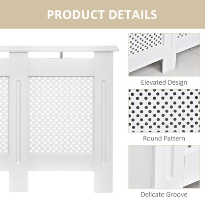 Wooden Radiator Cover Heating Cabinet Modern Home Furniture Grill Style White Painted (Medium)