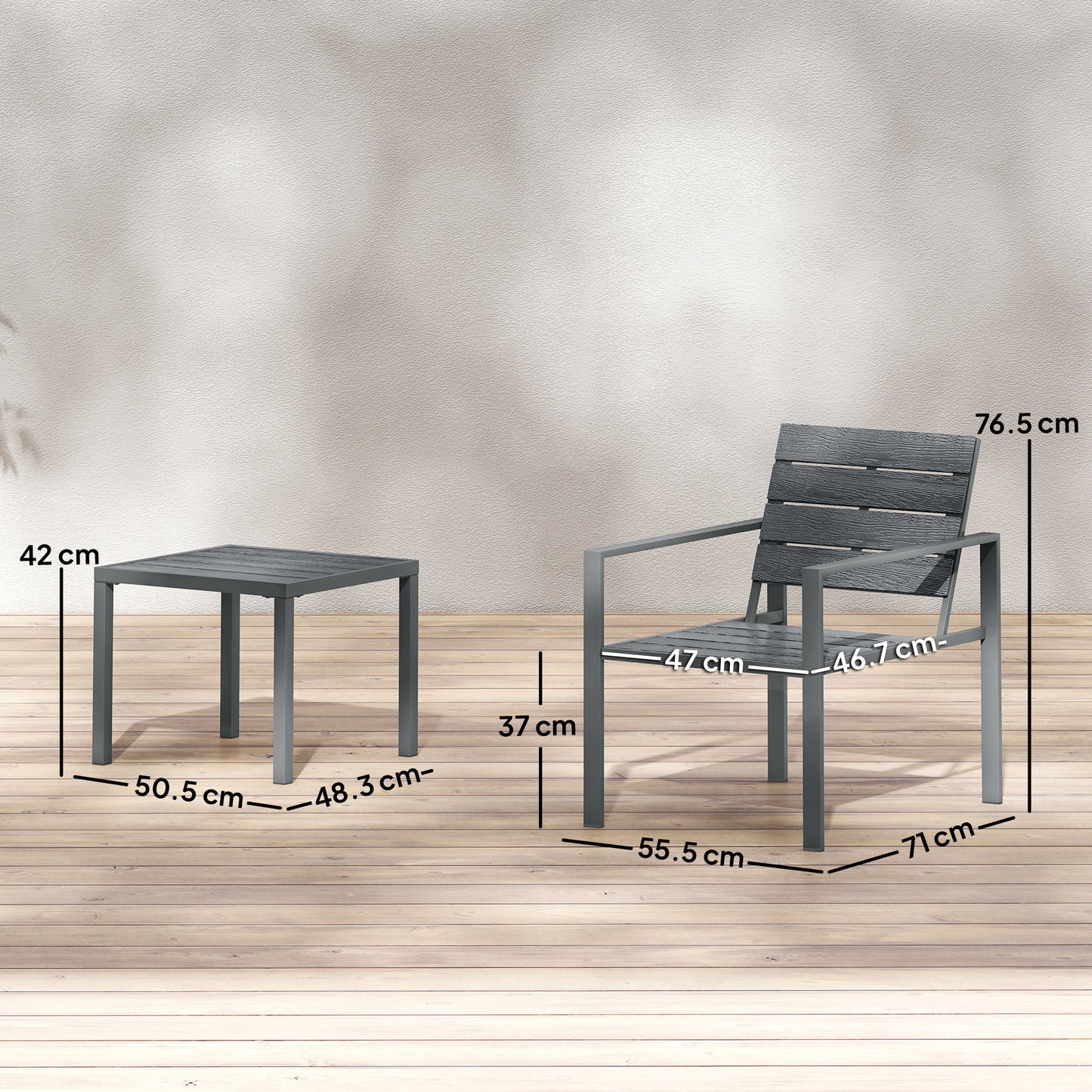 3 Pieces Garden Bistro Set for 2, Outdoor Bistro Table and Chairs