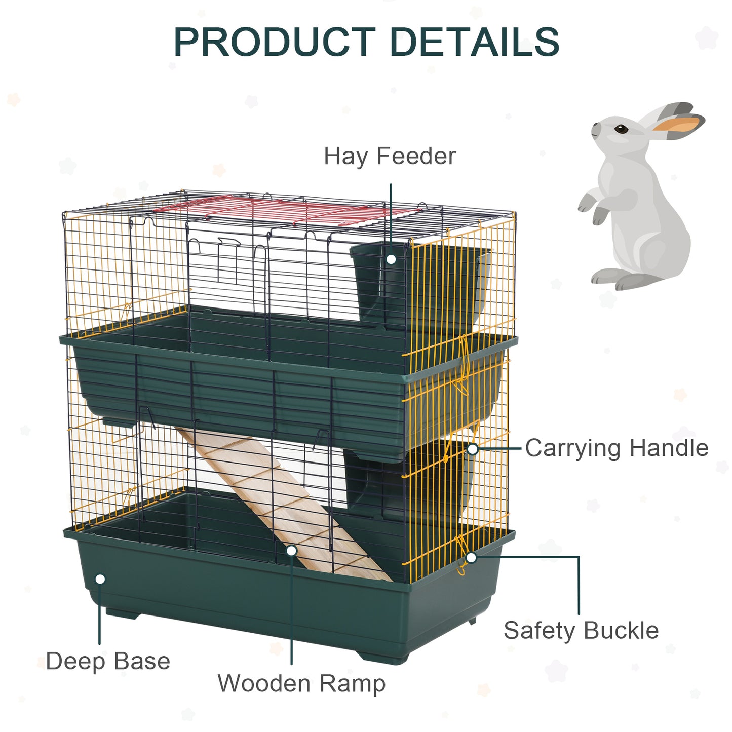 Small Animal Cage Habitat w/ Accessories 2-Story Large Pet Play House