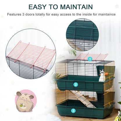Small Animal Cage Habitat w/ Accessories 2-Story Large Pet Play House