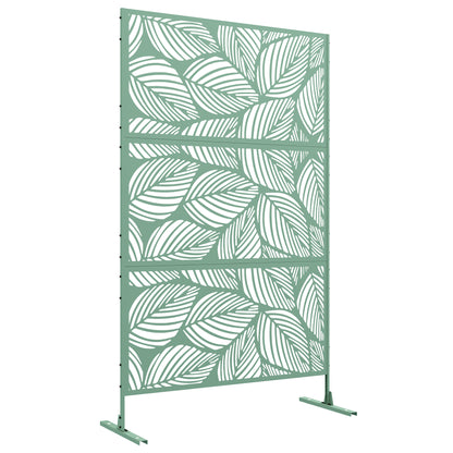 6.5FT Metal Outdoor Privacy Screen Panel w/ Stand, Leaf Style - Green