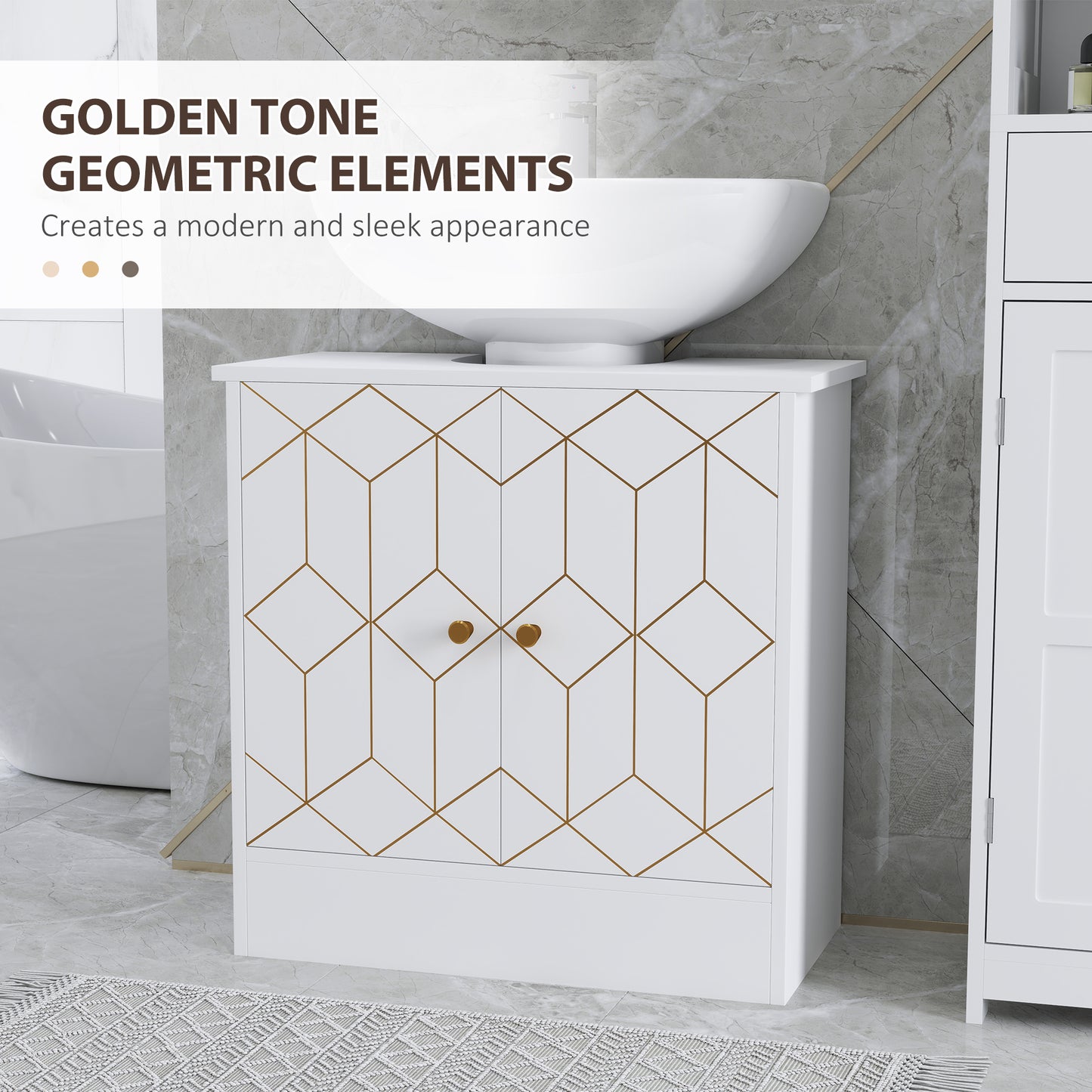 Bathroom Under Sink Cabinet for Basin with or without Pedestal White