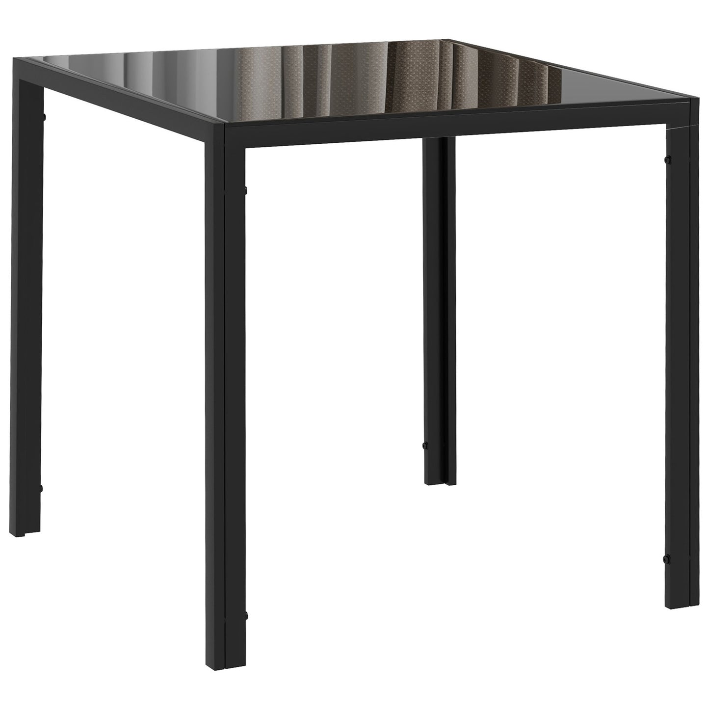 Modern Square Dining Table with Tempered Glass Top Metal Legs