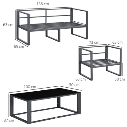 4 Pieces Garden Sectional Sofa Table Furniture Set Aluminium w/ Cushion