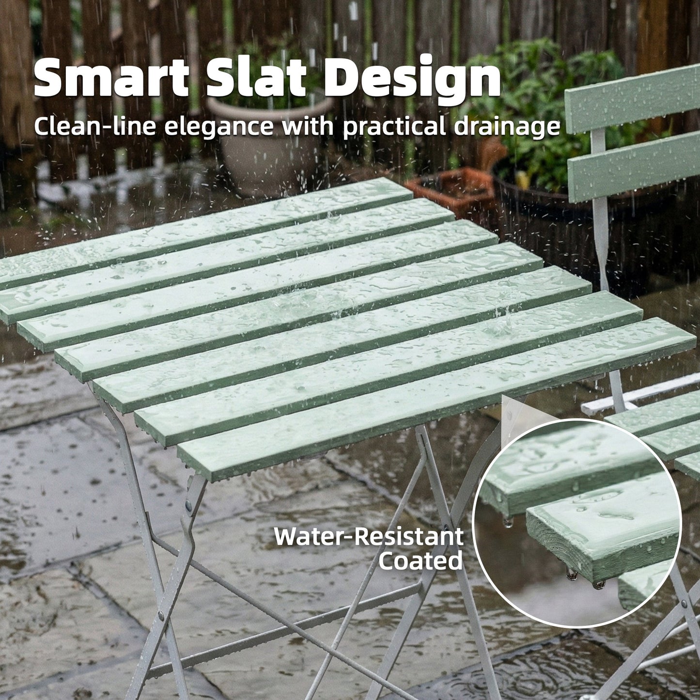 Outdoor Bistro Set Folding for 2 People White Green