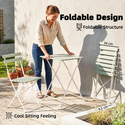 Outdoor Bistro Set Folding for 2 People White Green