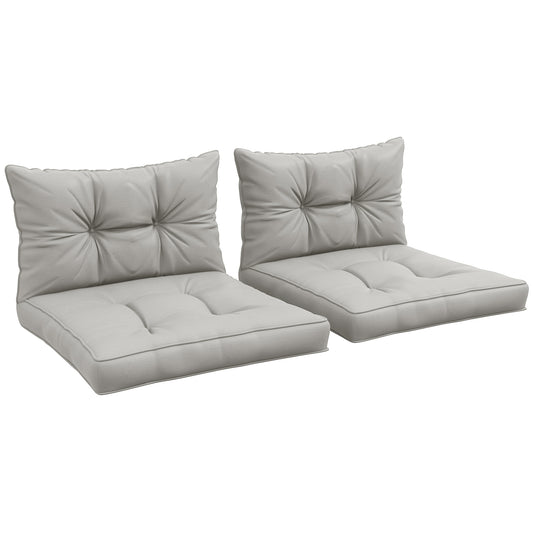 4pcs Outdoor Seat Cushions Back Cushions, 60 x 60 x 10cm Water Repellent Seat Pads for Garden Patio Kitchen Office Chairs, Light Grey