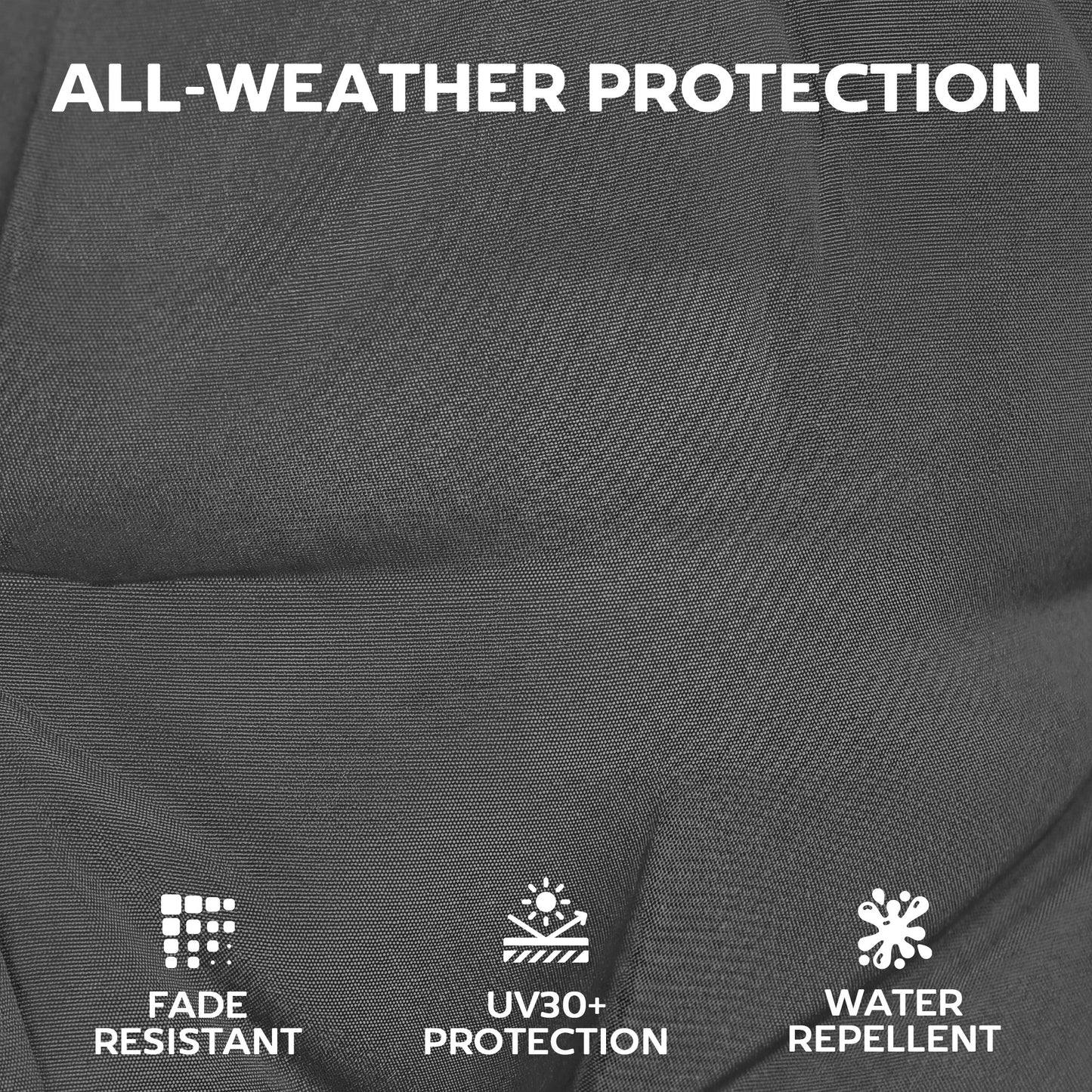 Garden Chair Cushions Set of 4, Waterproof Seat Pads, Dark Grey