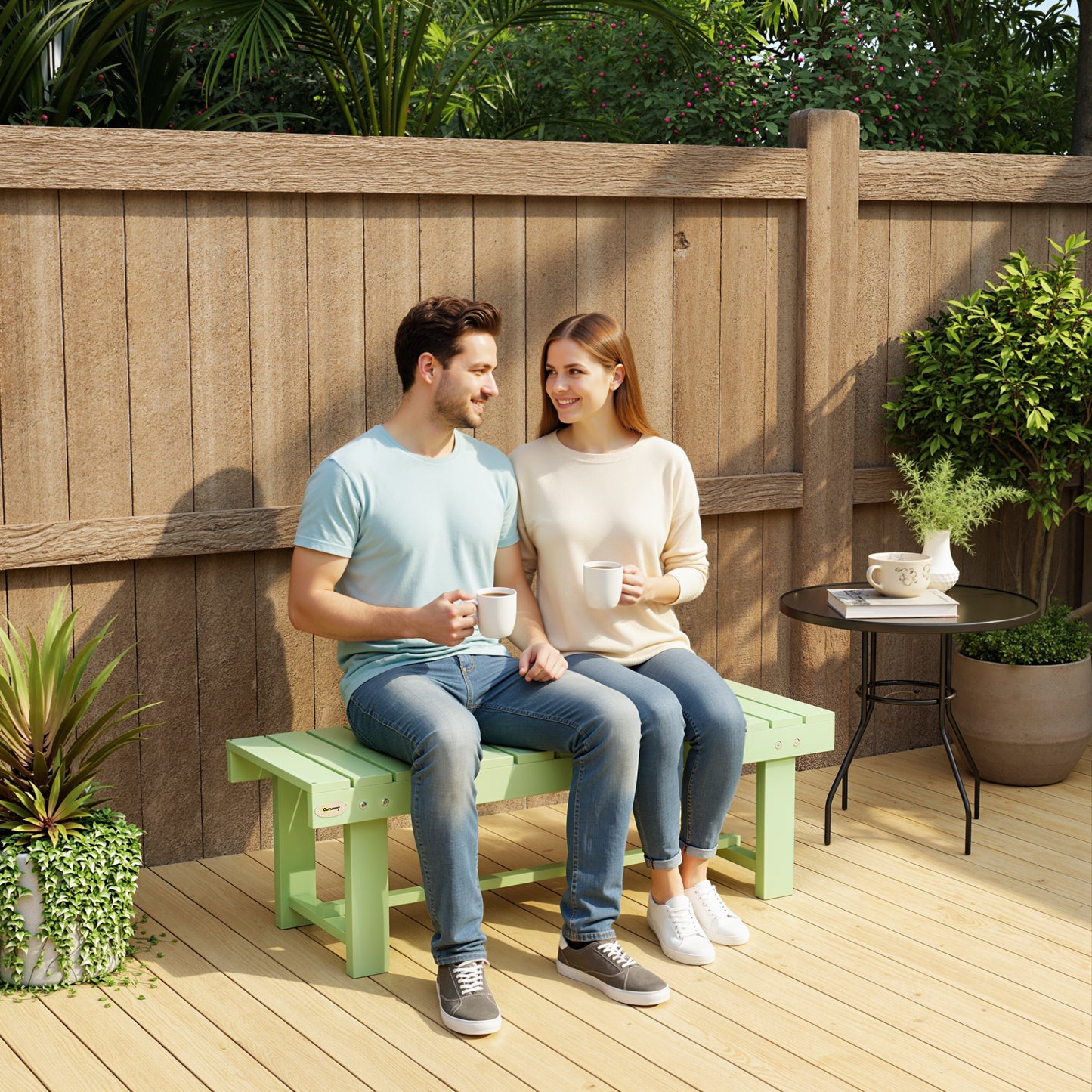 1.1M Outdoor Garden Bench Patio Loveseat Fir Wood 2 Person