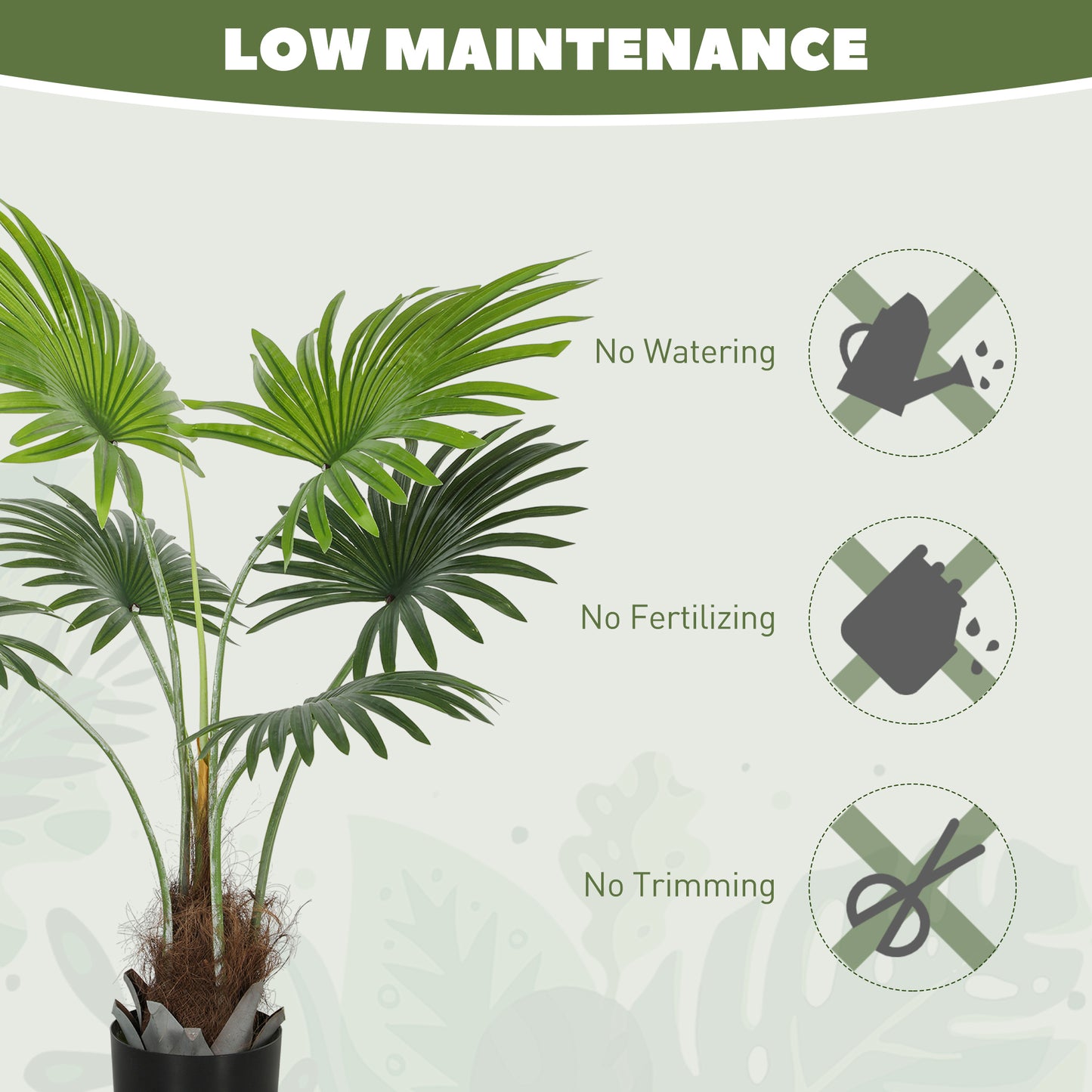 Artificial Plant with PEVA Leaves and Coconut Coir for Home Office