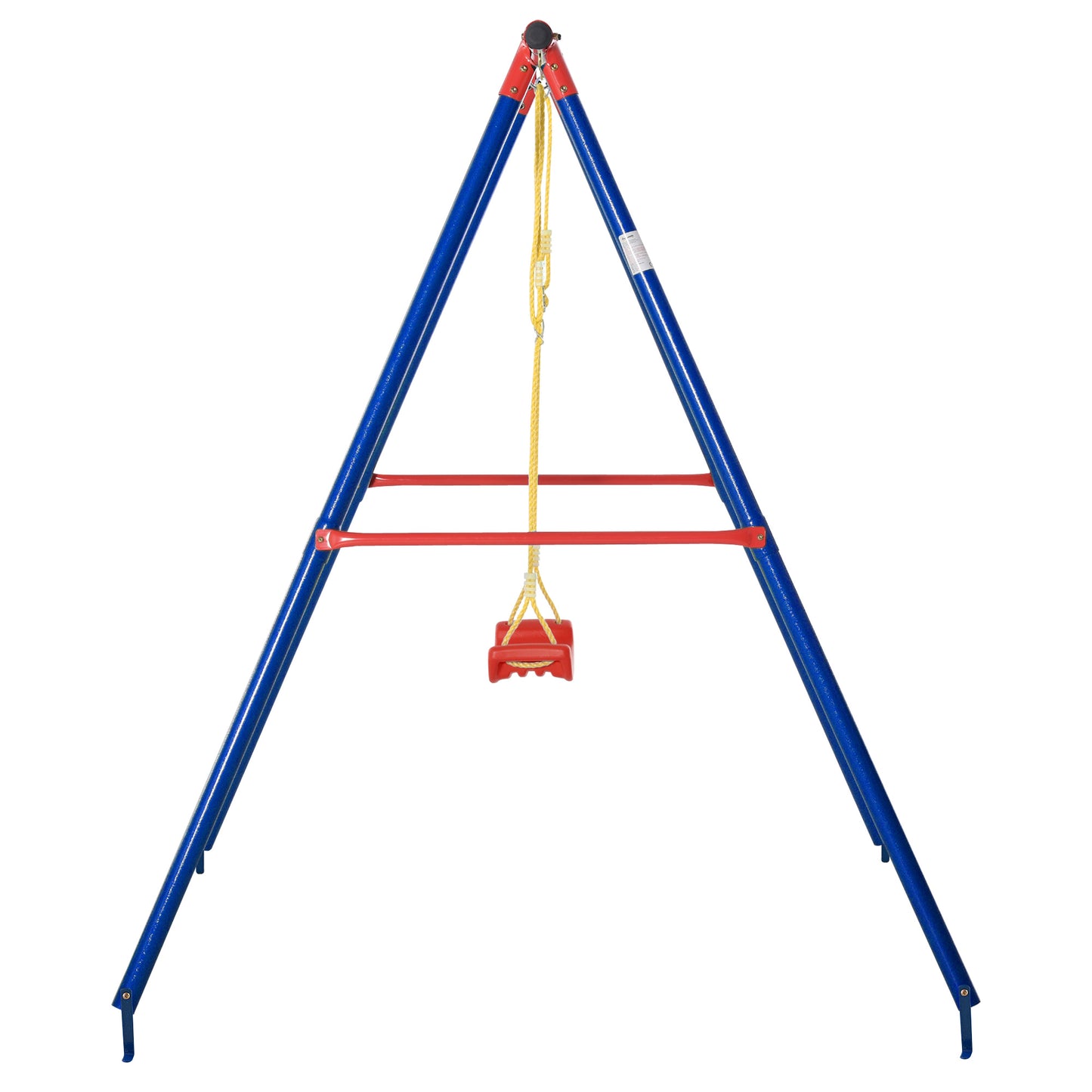 Metal Swing Set w/ Adjustable Rope A-Frame Stand Outdoor Playset