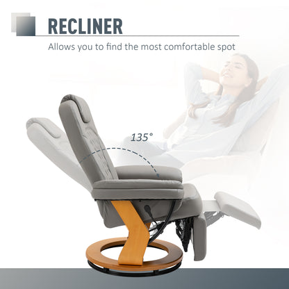 Recliner Leisure Armchair with Wood Base Footrest for Home Office